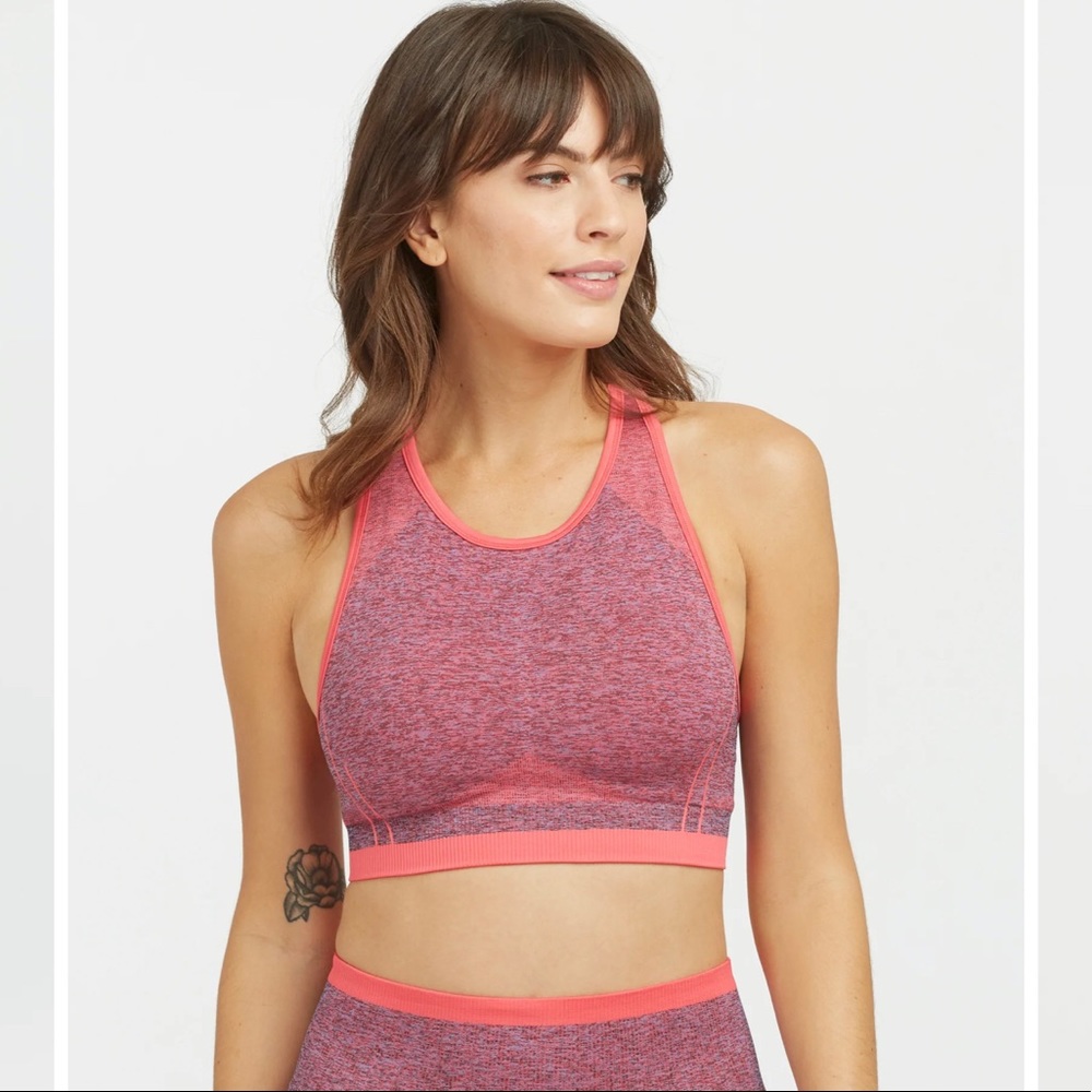 Spanx Spacedye Coral Punch Seamless Sculpt Medium Inpact Sports Bra